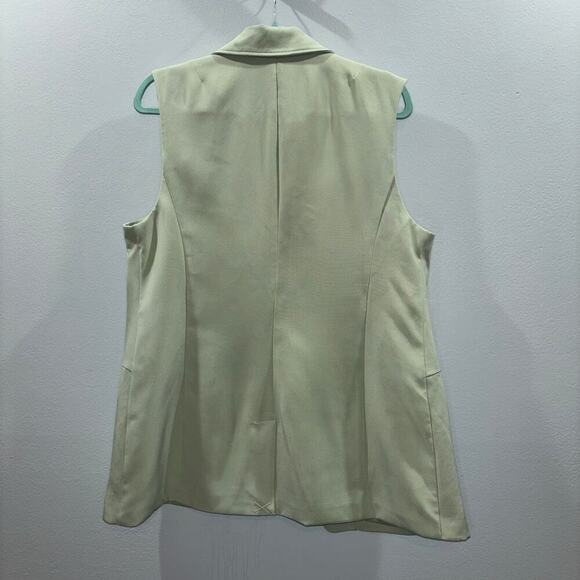 Avec Les Filles Women’s Cutaway One Button Sleeveless Vest Jacket Green Large - Picture 9 of 16